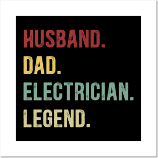 Electrician Funny Vintage Retro Shirt Husband Dad Electrician Legend Posters and Art